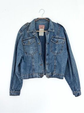 Vintage 80s RIFLE Made in Italy Women’s Cropped Denim Jacket - Size Large
